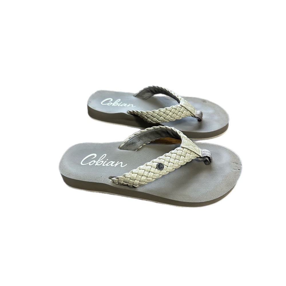 Cobian Braided Bounce Flip Flops Gray Thong Sandals Womens 5-6‎